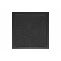 80x80 cm receveur de douche en marbre coulé, Swiss Aqua Technologies Project, sans siphon ni pieds, noir mat (SATSVPRO80QCA)