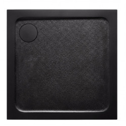 80x80 cm receveur de douche en marbre coulé, Swiss Aqua Technologies Project, sans siphon ni pieds, noir mat (SATSVPRO80QCA)