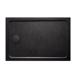 100x80 cm receveur de douche en marbre coulé, Swiss Aqua Technologies Project, sans siphon ni pieds, noir mat (SATSVPRO10080CA)