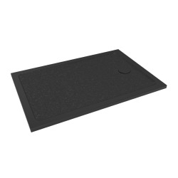110x80 cm receveur de douche en marbre coulé, Swiss Aqua Technologies Project, sans siphon ni pieds, noir mat (SATSVPRO11080CA)