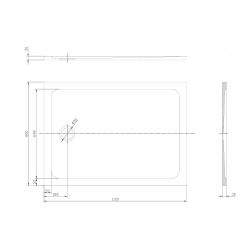 110x90 cm receveur de douche en marbre coulé, Swiss Aqua Technologies Project, sans siphon ni pieds, noir mat (SATSVPRO11090CA)