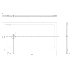 140x80 cm receveur de douche en marbre coulé, Swiss Aqua Technologies Project, sans siphon ni pieds, noir mat (SATSVPRO14080CA)