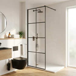 Paroi de douche Walk-In 120 cm – Ceramia Essential – Verre 8 mm – Profilé Noir