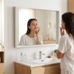 Vision 80x60 cm miroir rectangulaire avec éclairage LED 3 couleurs et capteur, transparent (SATZVIOBLED6080)