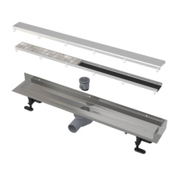 FIT AND GO Caniveau de douche mural 75 cm en acier inoxydable (APZ23DOUBLE9750)