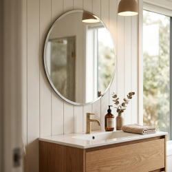 Miroir de salle de bain rond 50 cm avec bord biseauté Naturel Opal (ZKU50F)