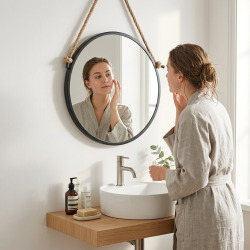 Miroir mural rond 40x40 cm, Noir (ZLAN40C)