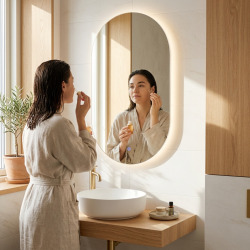 Project 60x120 cm miroir ovale avec éclairage LED, film chauffant anti-buée et capteur (ZPROV12060LED)