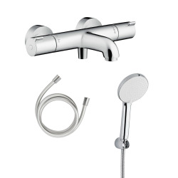 Hansgrohe Ecostat 1001 CL Mitigeur Thermostatique bain/douche + douchette à main 3 jets + flexible (13201000-CEFS61)
