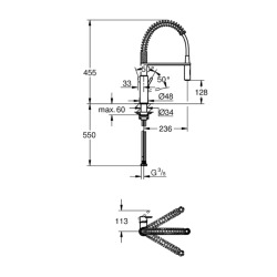 Mitigeur monocommande évier avec douchette extractible, finition inox brossé Infinity (30614DC0)