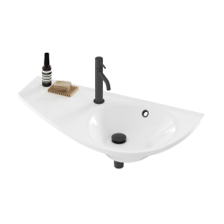 Avocado Comfort Lavabo 85x45cm, style asymétrique gain de place, orientation gauche, avec perçage et trop plein (XJ1L1100000)
