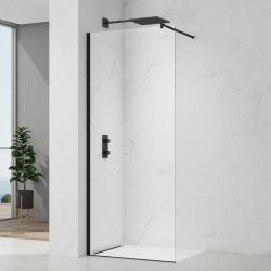 Project paroi de douche à l'italienne 100 cm avec accessoires de montage, noir mat (SATBWIPRO100C)