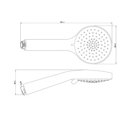 Douchette à main en plastique, 3 jets, buses silicone, noir mat (SATBSRS22C)