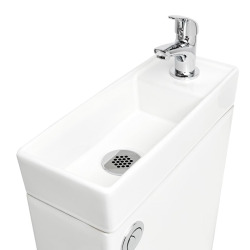 Brevis kit WC à poser sans bride en céramique + robinet eau froide S-Line Pro + tuyau de raccordement Siko (SATBRE34)