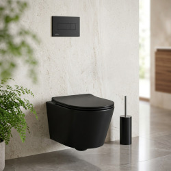 Bâti-support sol mur + WC sans bride et fixations invisibles SAT + Abattant SoftClose + Plaque noire (VCNSAT4)