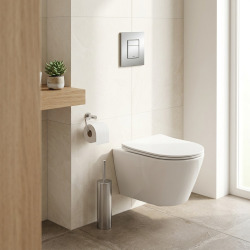 Pack WC Bati support autoportant + Cuvette SAT sans bride + Abattant Soft close + Plaque chrome (Autoportant-Infinitio-2)