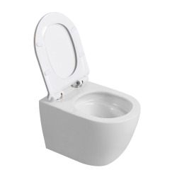 PixL WC suspendu en céramique Vortex , fixations invisibles + abattant Soft-Close, Blanc brillant (CEPX010RTORP)