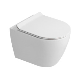 PixL WC suspendu en céramique Vortex , fixations invisibles + abattant Soft-Close, Blanc brillant (CEPX010RTORP)