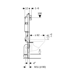 Geberit Delta Pack bâti-support Duofix 112cm + Plaque de commande blanche Delta01 + Fixations murales (111.154.11.2)