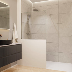 Walk-In 100x100cm paroi de douche fixe à l'italienne + set d'installation + bras de montage (SATBWIS100PR)