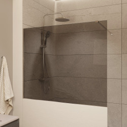 Pare-muret 110x100cm Paroi en verre Crystal Glass® 8 mm anticalcaire, avec bras et profilés chrome brillant (SATBWIS110KSPR)