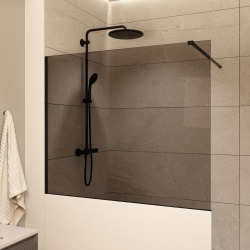 Walk-In 120x100cm paroi de douche à l'italienne + set d'installation + bras de montage 120cm, noir (SATBWIS120KSPRC)
