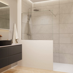 Walk-in 120x100cm paroi de douche fixe à l'italienne + set d'installation + bras de montage (SATBWIS120PR)