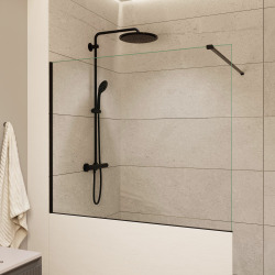 Walk-in 120x100cm paroi de douche fixe à l'italienne + set d'installation + bras de montage (SATBWIS120PRC)