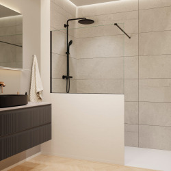 Walk-in 120x100cm paroi de douche fixe à l'italienne + set d'installation + bras de montage (SATBWIS120PRC)