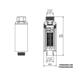 Adoucisseur d'eau Anticalcaire Antibacterien innovant IPS 100 Kalyxx MINI G 1/2" femelle (IPSKXMG12W)