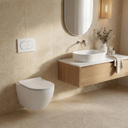 Pack WC suspendu Geberit Duofix, cuvette WC Ceramia sans bride à chasse tourbillonnante, abattant SoftClose, plaque blanche