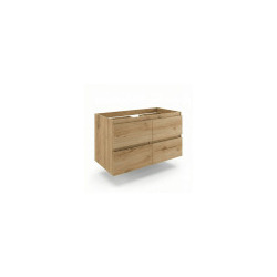 Meuble de salle de bain suspendu 119x50x45 cm - chêne mat - 4 tiroirs - double vasque céramique - B-Way SAT