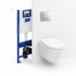 Pack WC bâti-support Villeroy & Boch + WC sans bride abattant Softclose + plaque (VICONTARCHI3-2CH)