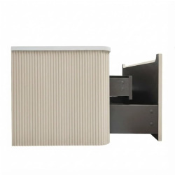 Naturel Austen 99x47,5x45 cm armoire de salle de bain 1 tiroir avec lavabo en marbre coulé, marron clair mat (AUSTEN100CB)