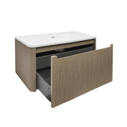 Naturel Austen 79x47,5x45 cm armoire de salle de bain 1 tiroir avec lavabo en marbre coulé, pin mat (AUSTEN80LP)