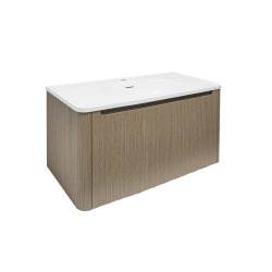 Naturel Austen 79x47,5x45 cm armoire de salle de bain 1 tiroir avec lavabo en marbre coulé, pin mat (AUSTEN80LP)