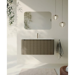 Naturel Austen 99x47,5x45 cm armoire de salle de bain 1 tiroir avec lavabo en marbre coulé, pin mat (AUSTEN100LP)