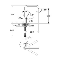 Grohe Essence mitigeur évier L-bec (30505AL0)
