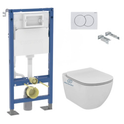 Pack Autoportant Bâti-support Duofix + WC sans bride Tesi, fixations invisibles + Abattant softclose + Plaque blanche