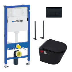 Pack WC Bâti-autoportant Duofix + WC sans bride SAT avec fixations invisibles + Abattant softclose + Plaque blanche
