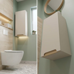 Naturel Stilla 30x60x45 cm armoire de salle de bain murale, surface MDF, cachemire mat (STILLAAK03001)