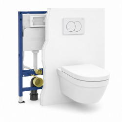 Pack WC Bâti-support autoportant DUOFIX + WC suspendu Architectura, fixations invisibles + Abattant softclose + Plaque blanche