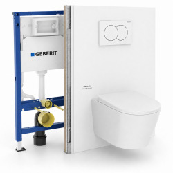 Pack WC bâti-support Duofix UP100 + WC suspendu Tornado Rimless + abattant SoftClose + plaque blanche (CETORGEB1)
