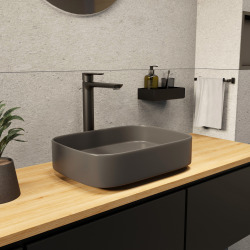 PixL bonde à écoulement libre 5/4 " sans trop plein pour lavabos et vasques, gris mat (CEPXPLUGGRM)