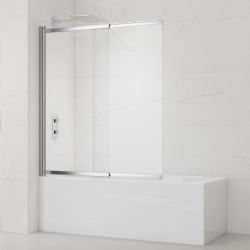 Swiss Aqua Technologies Vision 140x120 cm pare-baignoire coulissant en verre, traitement Easy Clean, chrome (SATVZVI120CRT)