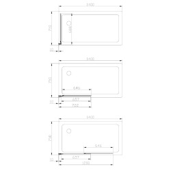 Swiss Aqua Technologies Vision 140x120 cm pare-baignoire coulissant en verre, traitement Easy Clean, noir (SATVZVI120CT)