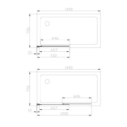 Swiss Aqua Technologies Vision 140x120 cm pare-baignoire coulissant en verre, traitement Easy Clean, or rose (SATVZVI120RG)