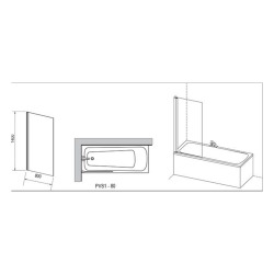 Ravak Pivot 140x80 cm pare-baignoire pivotant en verre de sécurité, blanc (PVS180T0)