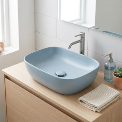 Infinitio Vasque à poser 45,5 x 32,5 x 13,5 cm, sans trop-plein, Bleu foncé (SATINF4532DBLM)