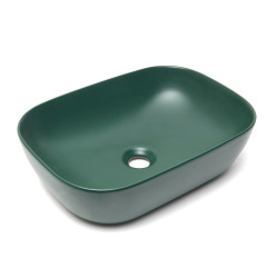 Infinitio Vasque à poser 45,5 x 32,5 x 13,5 cm, sans trop-plein, Vert foncé (SATINF4532DGEM)